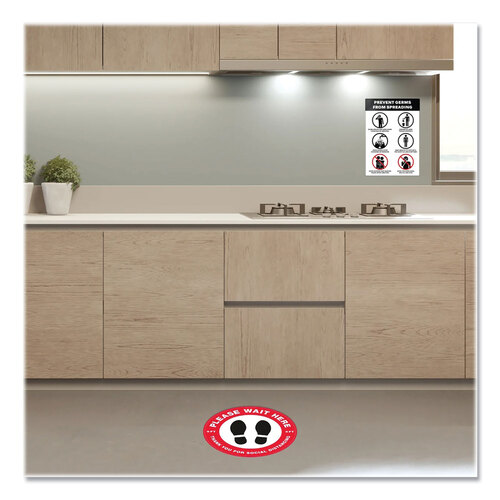 AVE83174 - Avery - Preprinted Surface Safe Wall Decals, 7 x 10, Prevent Germs from Spreading, White/Black Face, Black Graphics, 5/Pack