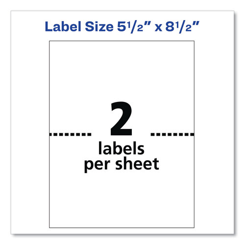 AVE8426 - Avery - Shipping Labels with TrueBlock Technology, Inkjet Printers, 5.5 x 8.5, White, 2 Labels/Sheet, 100 Sheets/Pack, 2 Packs