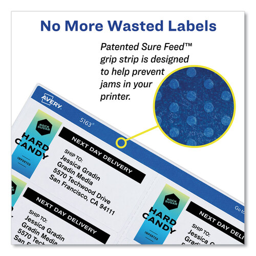 AVE8464 - Avery - Shipping Labels w/ TrueBlock Technology, Inkjet Printers, 3.33 x 4, White, 6/Sheet, 100 Sheets/Box