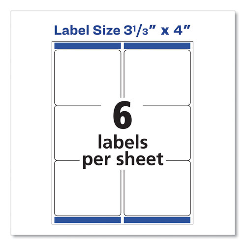 AVE8464 - Avery - Shipping Labels w/ TrueBlock Technology, Inkjet Printers, 3.33 x 4, White, 6/Sheet, 100 Sheets/Box