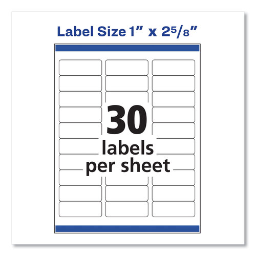 AVE95915 - Avery - Easy Peel White Address Labels w/ Sure Feed Technology, Laser Printers, 1 x 2.63, White, 30/Sheet, 500 Sheets/Box