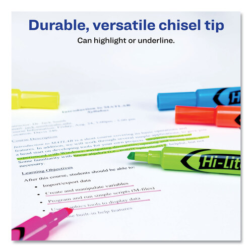 AVE98034 - Avery - Hi-Liter Desk-Style Highlighters, Assorted Ink Colors, Chisel Tip, Assorted Barrel Colors, Dozen