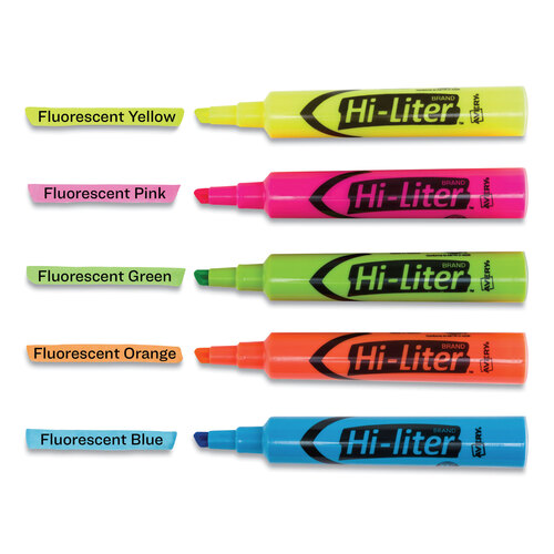 AVE98034 - Avery - Hi-Liter Desk-Style Highlighters, Assorted Ink Colors, Chisel Tip, Assorted Barrel Colors, Dozen