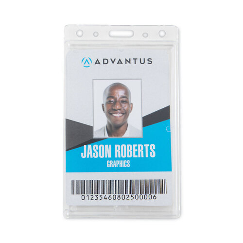 AVT76076 - Advantus - Frosted Two-Card Rigid Badge Holders, Vertical, Frosted 2.5&quot; x 4.13&quot; Holder, 2.13&quot; x 3.38&quot; Insert, 25/Box