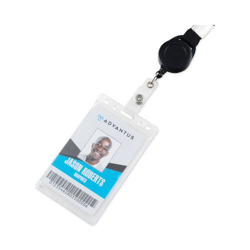 AVT76076 - Advantus - Frosted Two-Card Rigid Badge Holders, Vertical, Frosted 2.5&quot; x 4.13&quot; Holder, 2.13&quot; x 3.38&quot; Insert, 25/Box