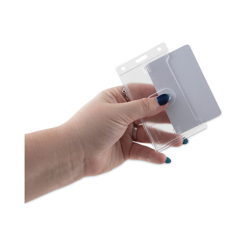 AVT76076 - Advantus - Frosted Two-Card Rigid Badge Holders, Vertical, Frosted 2.5&quot; x 4.13&quot; Holder, 2.13&quot; x 3.38&quot; Insert, 25/Box