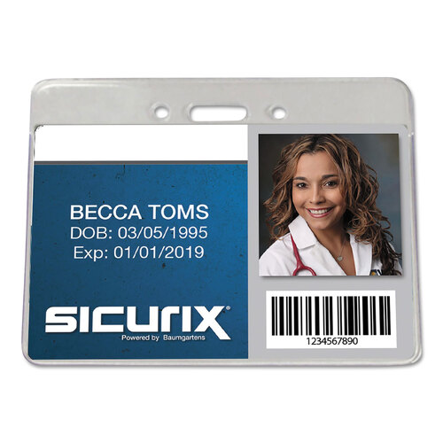 BAU47810 - Baumgartens - Sicurix Proximity Badge Holder, Horizontal, 4w x 3h, Clear, 50/Pack