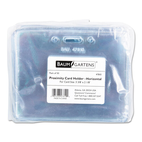 BAU47810 - Baumgartens - Sicurix Proximity Badge Holder, Horizontal, 4w x 3h, Clear, 50/Pack