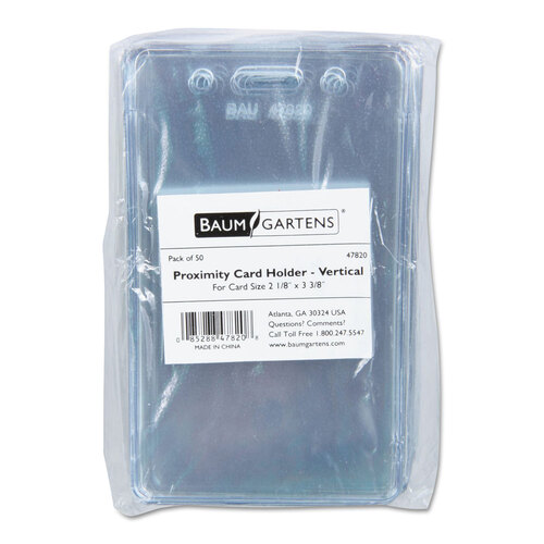 BAU47820 - Baumgartens - Sicurix Proximity Badge Holder, Vertical, 2 1/2w x 4 1/2h, Clear, 50/Pack