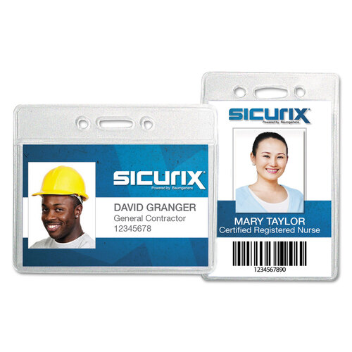 BAU47820 - Baumgartens - Sicurix Proximity Badge Holder, Vertical, 2 1/2w x 4 1/2h, Clear, 50/Pack