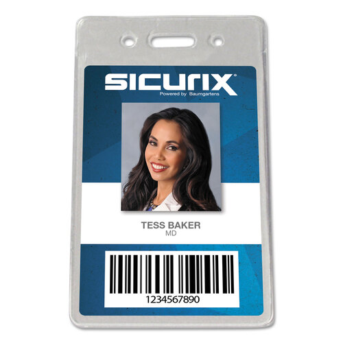 BAU47820 - Baumgartens - Sicurix Proximity Badge Holder, Vertical, 2 1/2w x 4 1/2h, Clear, 50/Pack