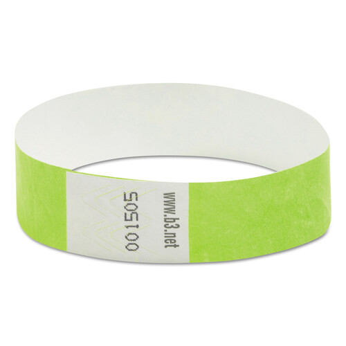 BAU85060 - Baumgartens - Security Wristbands, Sequentially Numbered, 10&quot; x 0.75&quot;, Green, 100/Pack