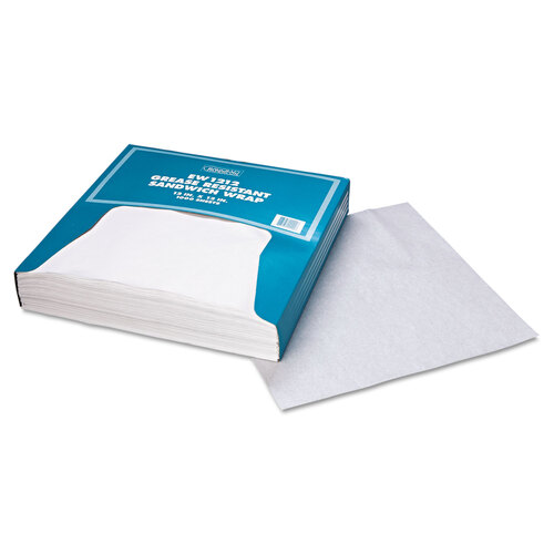 BGC057012 - Packaging Dynamics - Grease-Resistant Paper Wraps and Liners, 12 x 12, White, 1,000/Box, 5 Boxes/Carton