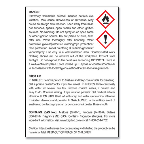 BGD472 - Big D Industries - Metered Concentrated Room Deodorant, Fresh Linen Scent, 7 oz Aerosol Spray, 12/Box