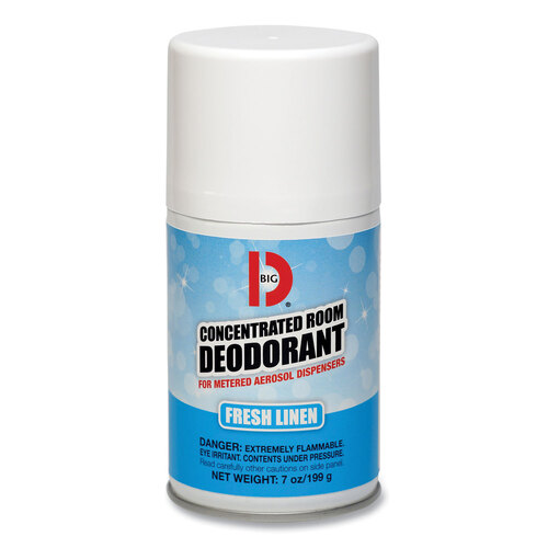 BGD472 - Big D Industries - Metered Concentrated Room Deodorant, Fresh Linen Scent, 7 oz Aerosol Spray, 12/Box