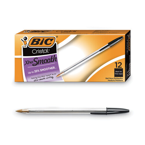 BIC® Cristal® Xtra Smooth Ballpoint Pen - Bic MS11BK DZ - Betty Mills