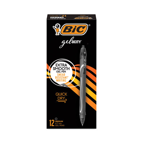 Gel-ocity Quick Dry Gel Pen, Retractable, Medium 0.7 mm, Black Ink, Black Barrel, Dozen Gel-ocity Quick Dry Gel Pen, Retractable, Medium 0.7 mm, Black Ink, Black Barrel, Dozen