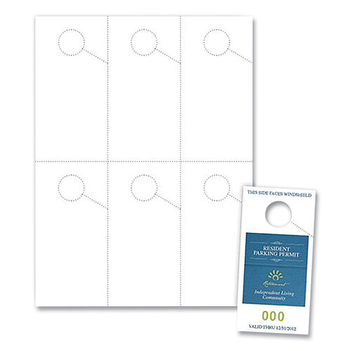 BLA06057SWH - Blanks USA - Micro-Perforated Parking Pass, 110 lb Index Weight, 8.25 x 11, White, 6 Passes/Sheet, 50 Sheets/Pack