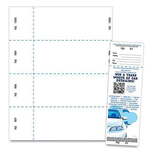 BLA10X9WH - Blanks USA - Jumbo Micro-Perforated Event/Raffle Ticket, 90 lb Index Weight, 8.5 x 11, White, 4 Tickets/Sheet, 250 Sheets/Pack