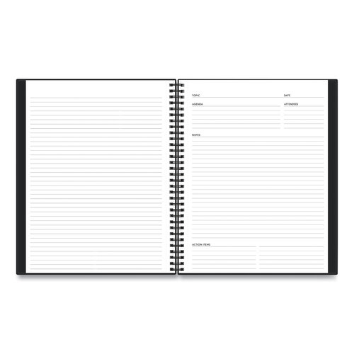 BLS121454 - Blue Sky - Aligned Business Notebook, 1 Subject, Meeting Notes Format, Narrow Rule, Black Cover, 11 x 8.5, 78 Sheets