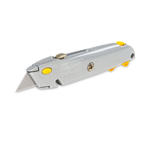 BOS10499BX - Stanley-Bostitch - Quick-Change Utility Knife with Retractable Blade and Twine Cutter, 6&quot; Metal Handle, Gray, 6/Box