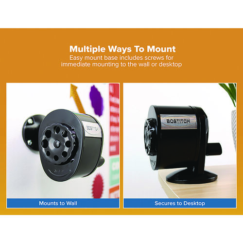 BOSMPS1BLK - Stanley-Bostitch - Antimicrobial Manual Pencil Sharpener, Manually-Powered, 5.44 x 2.69 x 4.33, Black