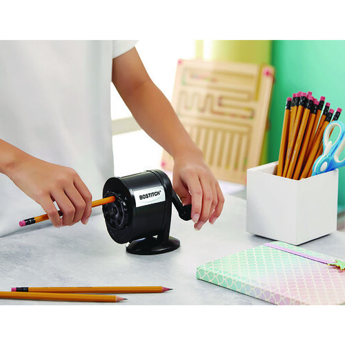 BOSMPS1BLK - Stanley-Bostitch - Antimicrobial Manual Pencil Sharpener, Manually-Powered, 5.44 x 2.69 x 4.33, Black