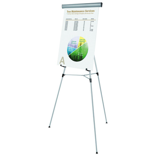 BVCFLX05102MV - MasterVision - Telescoping Tripod Display Easel, Adjusts 38&quot; to 69&quot; High, Metal, Silver