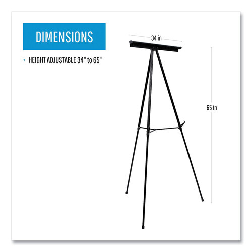 BVCFLX09101MV - MasterVision - Telescoping Tripod Display Easel, Adjusts 35&quot; to 64&quot; High, Metal, Black