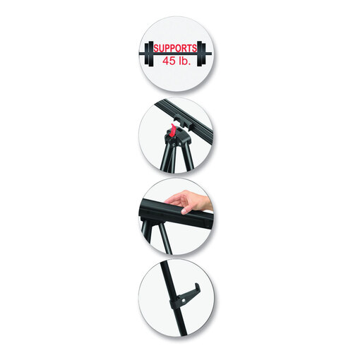 BVCFLX09101MV - MasterVision - Telescoping Tripod Display Easel, Adjusts 35&quot; to 64&quot; High, Metal, Black