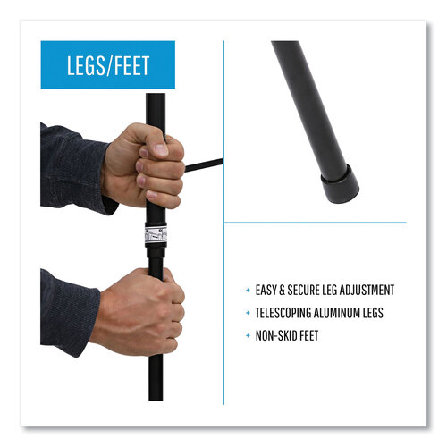 BVCFLX09101MV - MasterVision - Telescoping Tripod Display Easel, Adjusts 35&quot; to 64&quot; High, Metal, Black