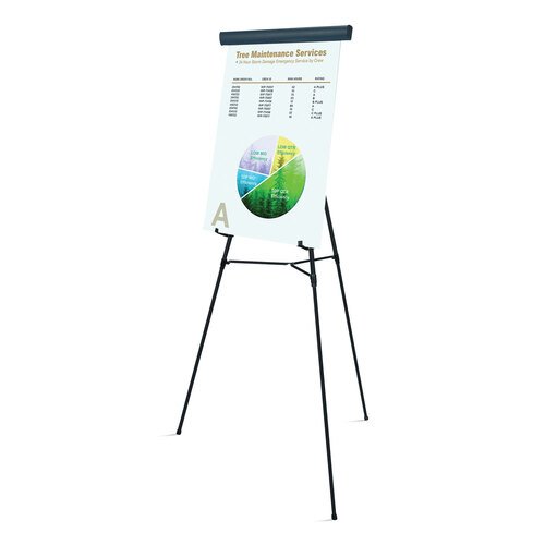 BVCFLX09101MV - MasterVision - Telescoping Tripod Display Easel, Adjusts 35&quot; to 64&quot; High, Metal, Black