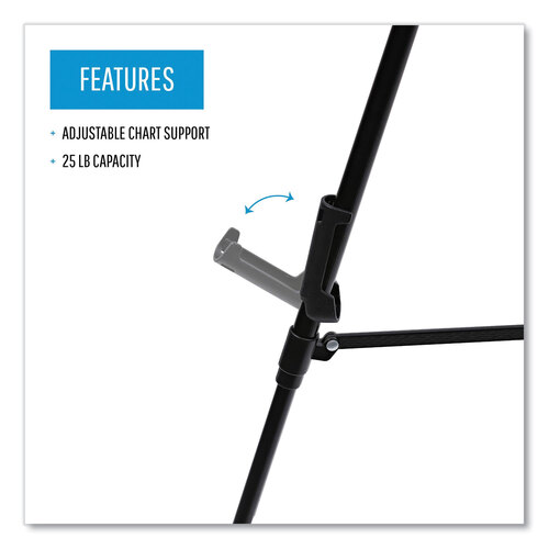 BVCFLX09101MV - MasterVision - Telescoping Tripod Display Easel, Adjusts 35&quot; to 64&quot; High, Metal, Black