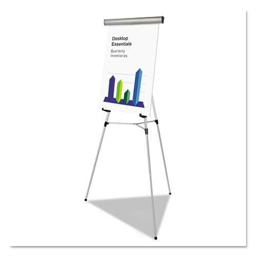BVCFLX09102MV - MasterVision - Telescoping Tripod Display Easel, Adjusts 35&quot; to 64&quot; High, Metal, Silver