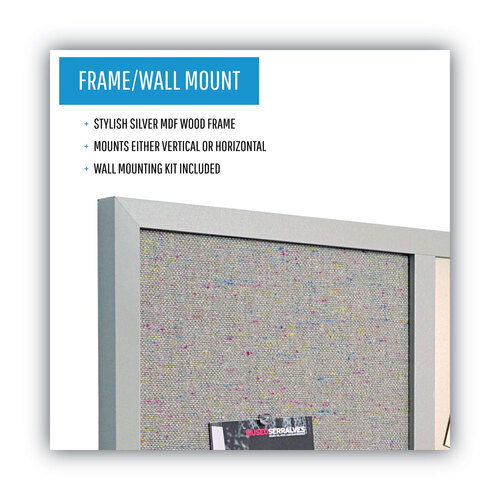 BVCMX04331608 - MasterVision - Designer Combo Fabric Bulletin/Dry Erase Board, 24 x 18, White/Gray Surface, Gray MDF Wood Frame
