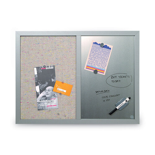 BVCMX04331608 - MasterVision - Designer Combo Fabric Bulletin/Dry Erase Board, 24 x 18, White/Gray Surface, Gray MDF Wood Frame