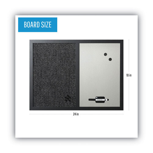 BVCMX04433168 - MasterVision - Designer Combo Fabric Bulletin/Dry Erase Board, 24 x 18, White/Black Surface, Black MDF Wood Frame