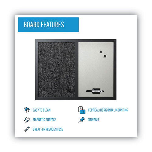 BVCMX04433168 - MasterVision - Designer Combo Fabric Bulletin/Dry Erase Board, 24 x 18, White/Black Surface, Black MDF Wood Frame