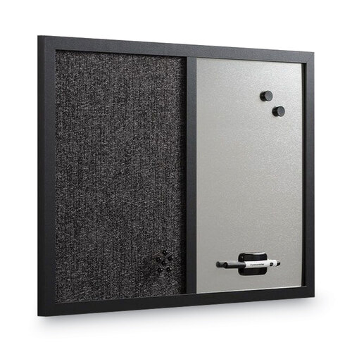 BVCMX04433168 - MasterVision - Designer Combo Fabric Bulletin/Dry Erase Board, 24 x 18, White/Black Surface, Black MDF Wood Frame