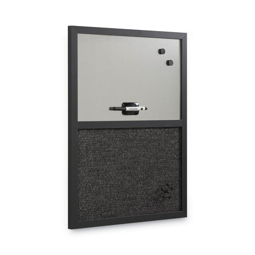 BVCMX04433168 - MasterVision - Designer Combo Fabric Bulletin/Dry Erase Board, 24 x 18, White/Black Surface, Black MDF Wood Frame