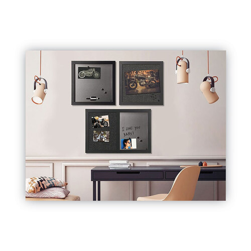 BVCMX04433168 - MasterVision - Designer Combo Fabric Bulletin/Dry Erase Board, 24 x 18, White/Black Surface, Black MDF Wood Frame