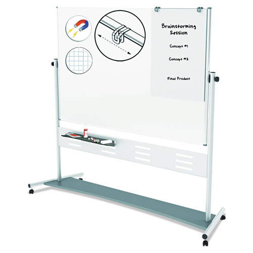 BVCQR5507 - MasterVision - Revolver Easel, 70.8 x 47.2, 80&quot; Tall Easel, Horizontal Orientation, White Surface, Silver Aluminum Frame
