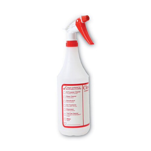 BWK03010 - Boardwalk - Trigger Spray Bottle, 32 oz, Clear/Red, HDPE, 3/Pack