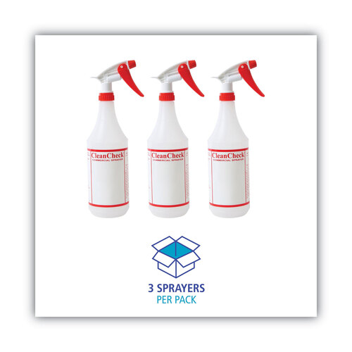 BWK03010 - Boardwalk - Trigger Spray Bottle, 32 oz, Clear/Red, HDPE, 3/Pack