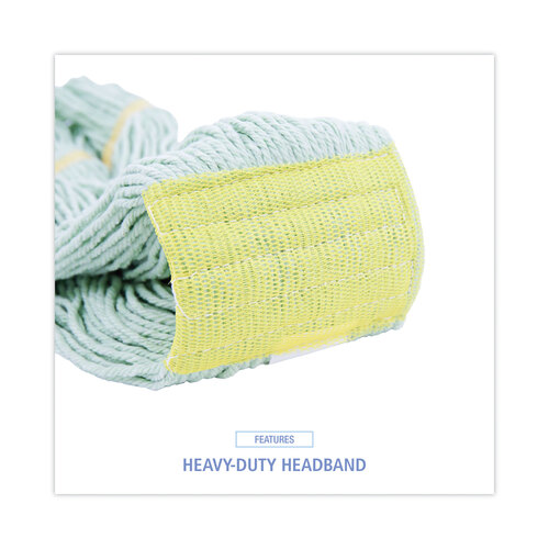 BWK1200LCT - Boardwalk - EcoMop Looped-End Mop Head, Recycled Fibers, Large Size, Green, 12/Carton