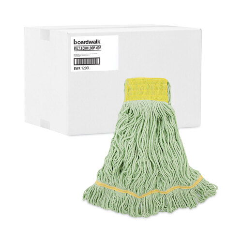 BWK1200LCT - Boardwalk - EcoMop Looped-End Mop Head, Recycled Fibers, Large Size, Green, 12/Carton