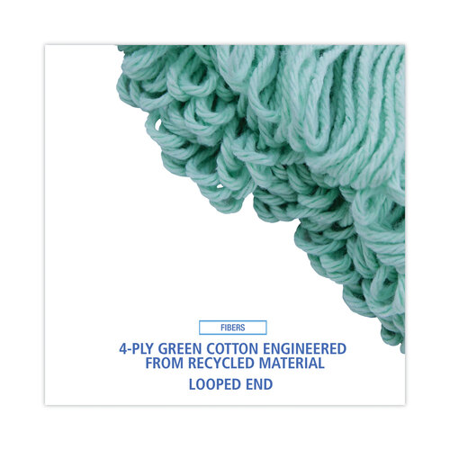 BWK1200MCT - Boardwalk - EcoMop Looped-End Mop Head, Recycled Fibers, Medium Size, Green, 12/Carton