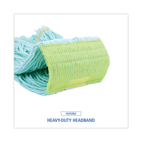 BWK1200MCT - Boardwalk - EcoMop Looped-End Mop Head, Recycled Fibers, Medium Size, Green, 12/Carton
