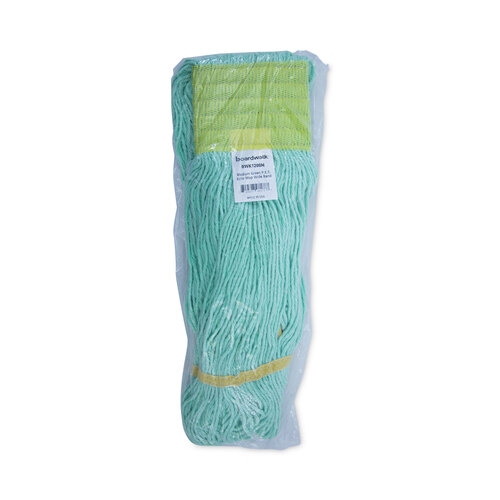 BWK1200MCT - Boardwalk - EcoMop Looped-End Mop Head, Recycled Fibers, Medium Size, Green, 12/Carton