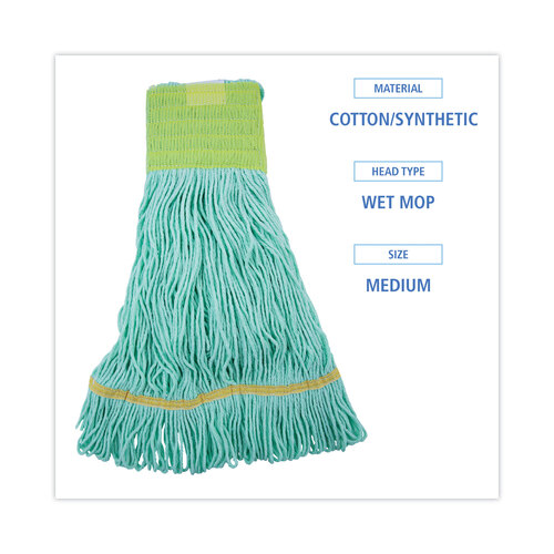 BWK1200MEA - Boardwalk - EcoMop Looped-End Mop Head, Recycled Fibers, Medium Size, Green